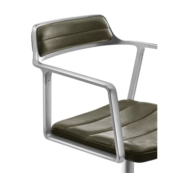 452 Drehstuhl mit Rollen Aluminium/ Bosco Grün