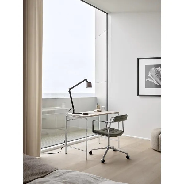 452 Drehstuhl mit Rollen Aluminium/ Bosco Grün