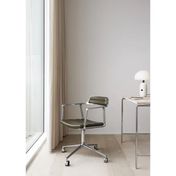 452 Drehstuhl mit Rollen Aluminium/ Bosco Grün
