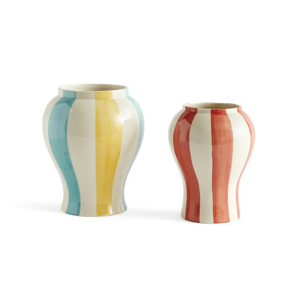 Sobremesa Stripe Vase Stor Grøn/Gul
