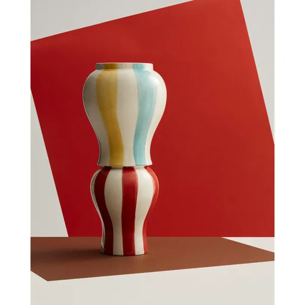 Sobremesa Stripe Vase Stor Grøn/Gul