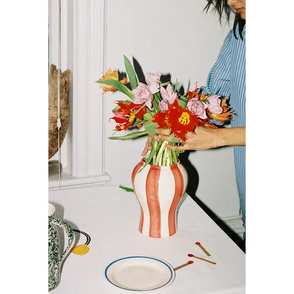 Sobremesa Stripe Vase Stor Grøn/Gul