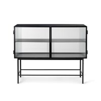 Haze Sideboard Geripptes Glas Schwarz