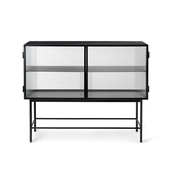 Haze Sideboard Ribbed Glass Black