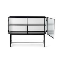 Haze Sideboard Geripptes Glas Schwarz