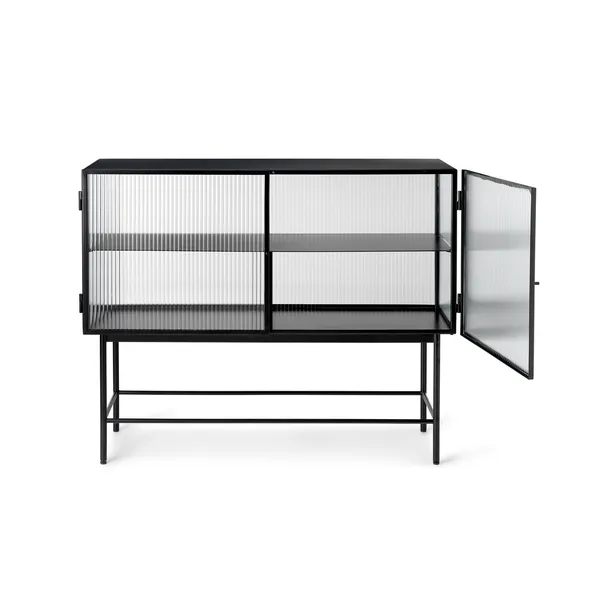 Haze Sideboard Ribbed Glass Black