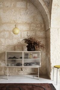 Haze Sideboard Geripptes Glas Schwarz