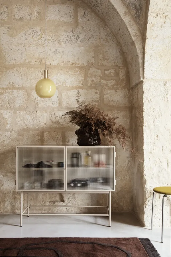 Haze Sideboard Ribbed Glass Black