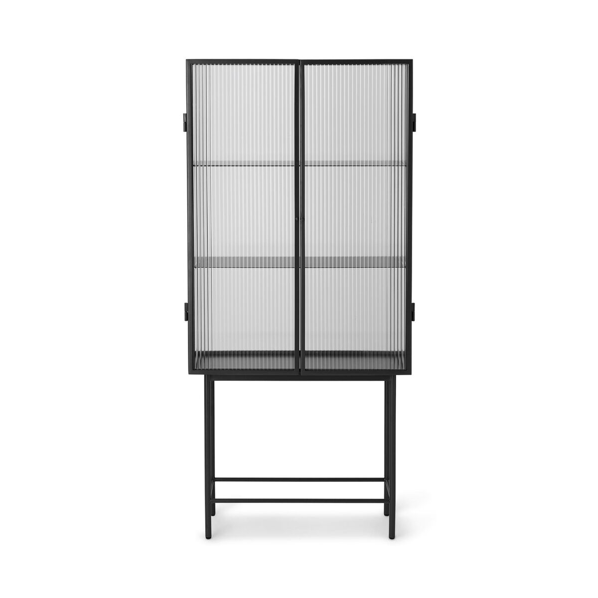 Haze Vitrinskåp Räfflat Glas Svart
