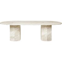 Mesa de comedor Epic elíptica de travertino Blanco