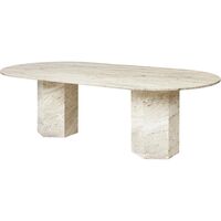 Mesa de comedor Epic elíptica de travertino Blanco