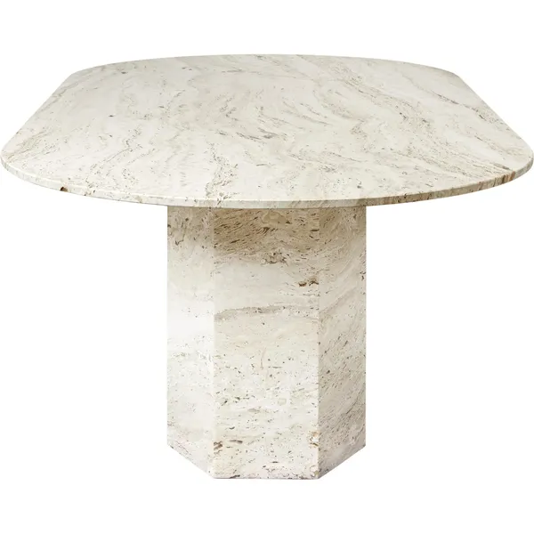 Epic Dining Table Elliptical White Travertine