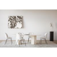 Mesa de comedor Epic elíptica de travertino Blanco