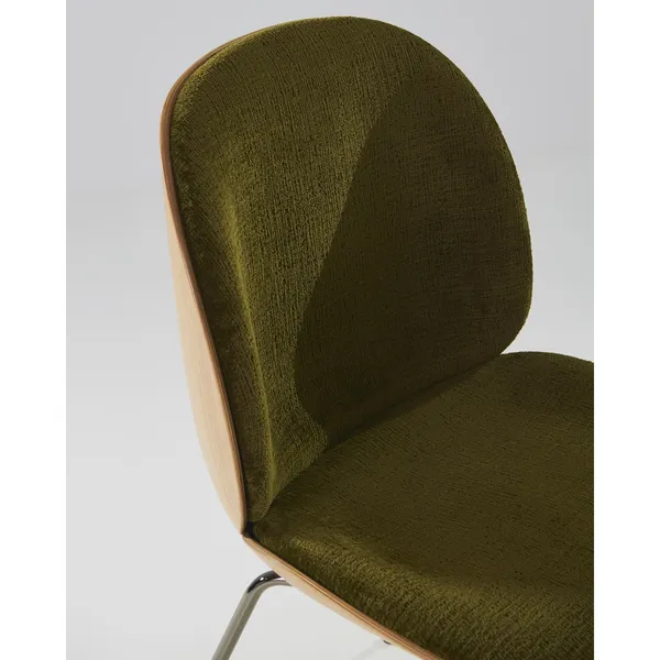 Beetle Dining Chair Veneer Shell Mumble 40 With Legs In Black Chrome