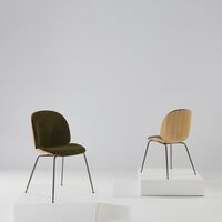 Beetle Dining Chair Veneer Shell Mumble 40 With Legs In Black Chrome