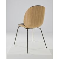 Beetle Dining Chair Veneer Shell Leather Gray With Legs In Black Chrome