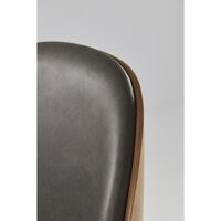 Beetle Dining Chair Veneer Shell Leather Gray With Legs In Black Chrome