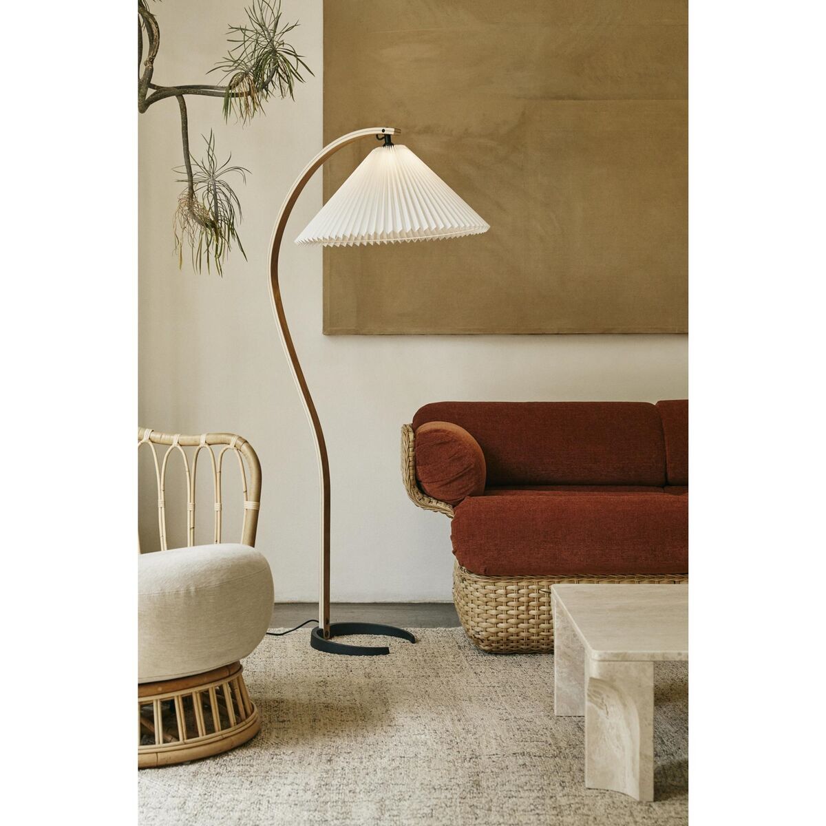Timberline Vloerlamp Eiken en Berk/ Wit