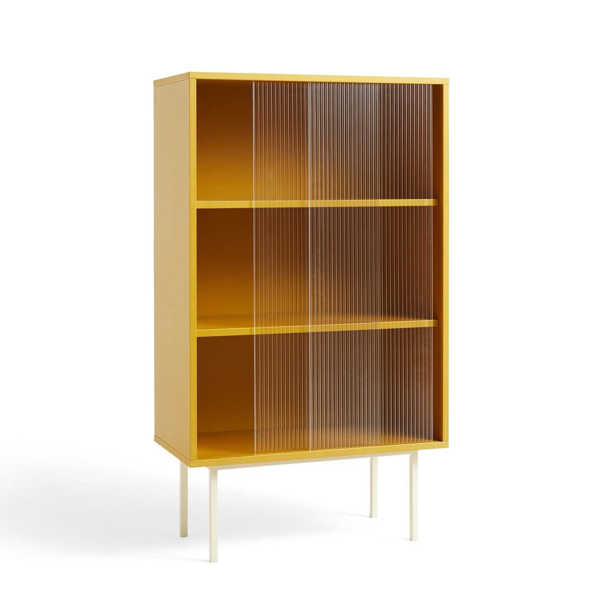 Gekleurde Dressoir met Glazen Deurtjes Hoog Geel