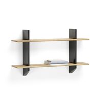 Rayonnage Mural Shelving Deep Black/ Oak