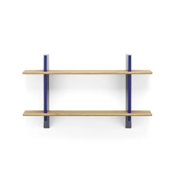 Rayonnage Mural Bookcase Prouvé Bleu Marcoule/Oak