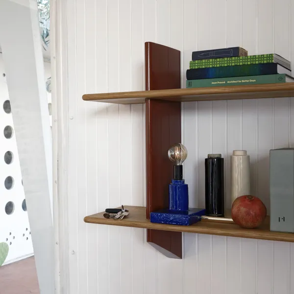Rayonnage Mural Bookcase Prouvé Bleu Marcoule/Oak