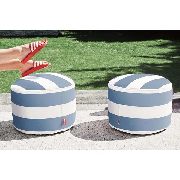Point Outdoor Pouf Stripe Ocean Blue