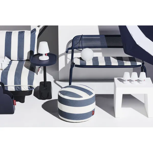 Point Outdoor Pouf Stripe Ocean Blue