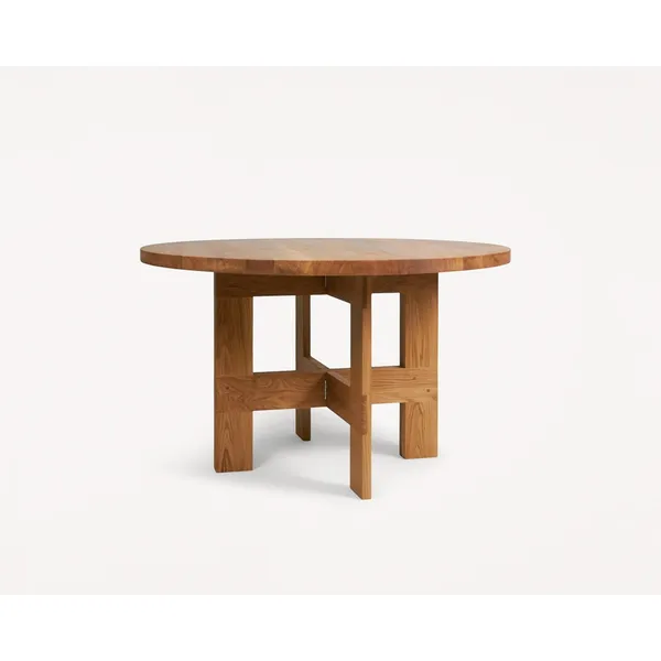 Farmhouse Trestle Dining Table Ø120 Natural Oak