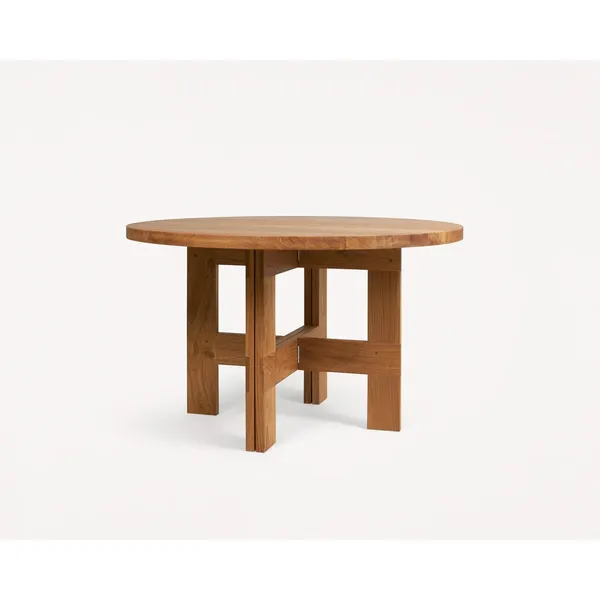 Farmhouse Trestle Dining Table Ø120 Natural Oak