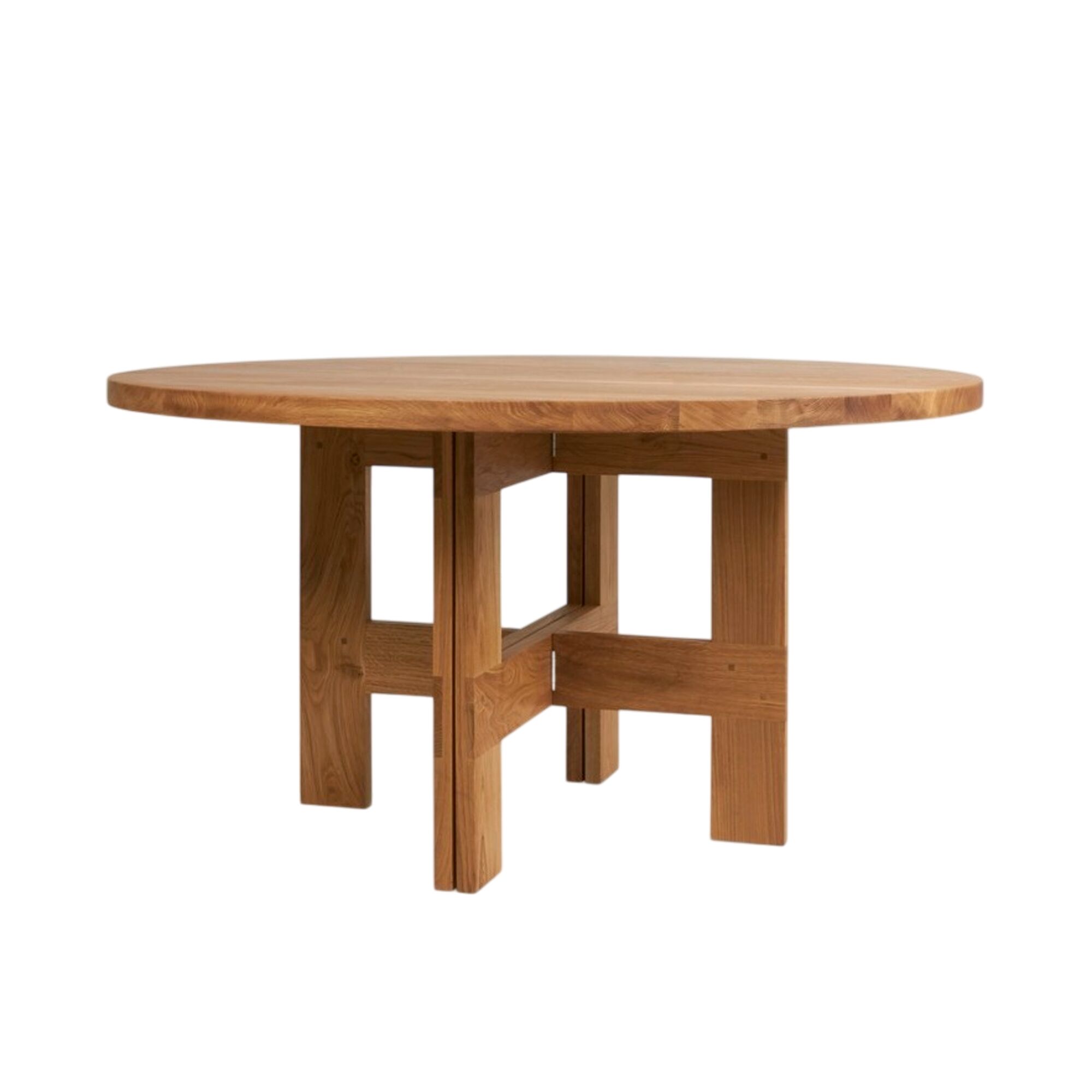 Table à Manger à Tréteaux Farmhouse Ø140 en Chêne Naturel