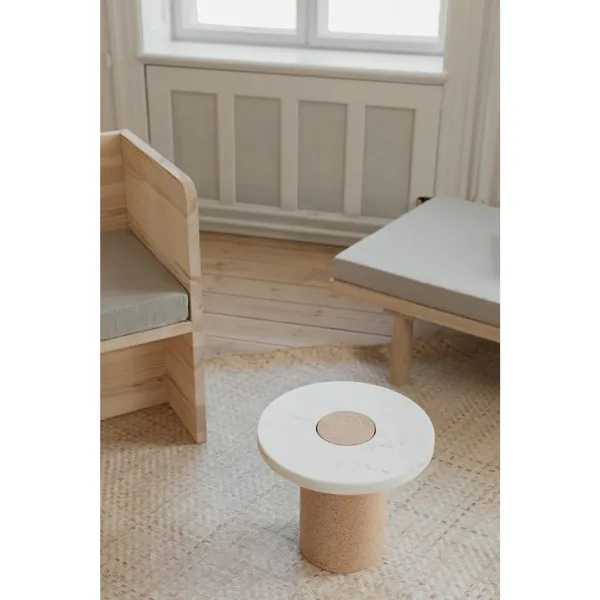 Sintra Side Table/Coffee Table Small White Marble/Cork