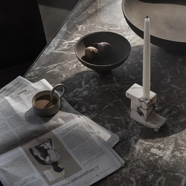 Brick Candlestick High Calacatta