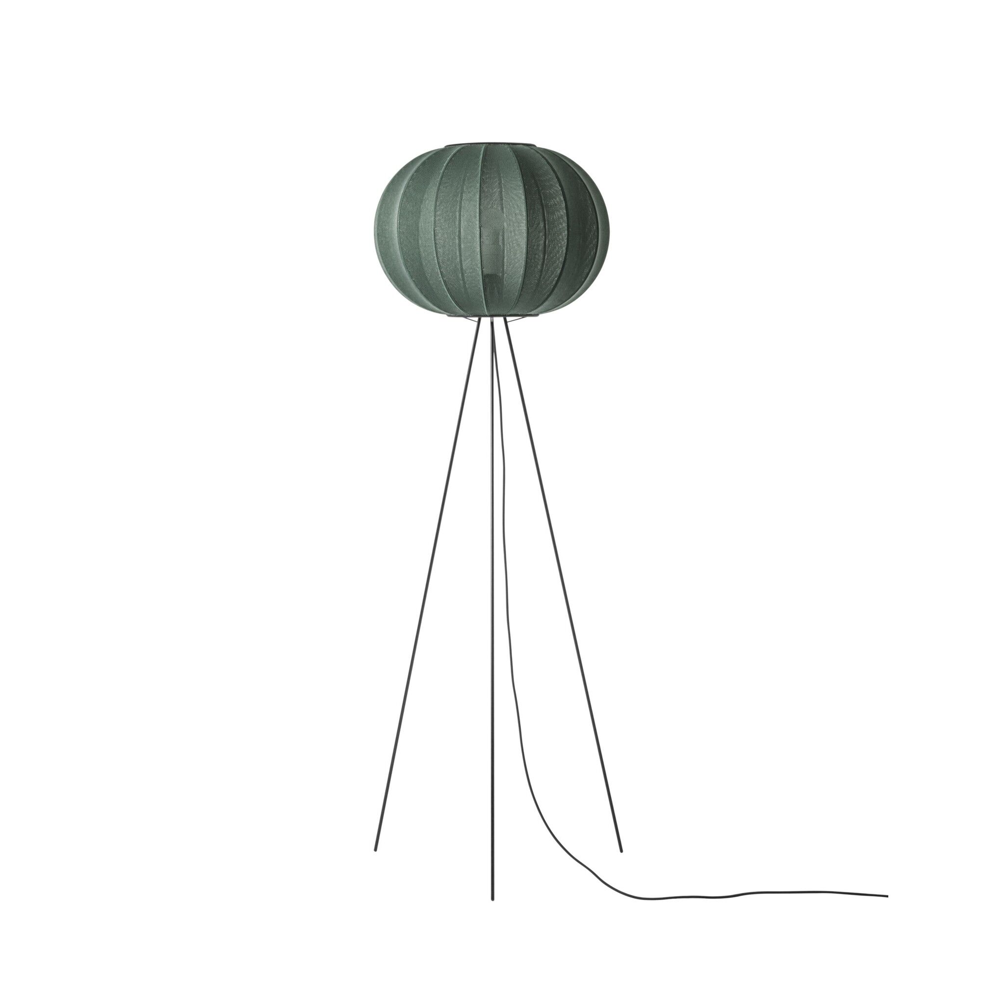 Knit-Wit Rund Golvlampa H&ouml;g &Oslash;45 Tweed Gr&ouml;n