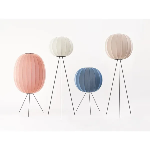 Lámpara de Pie Redonda Tejida a , Alta, Ø60 cm , Blanco Perla.