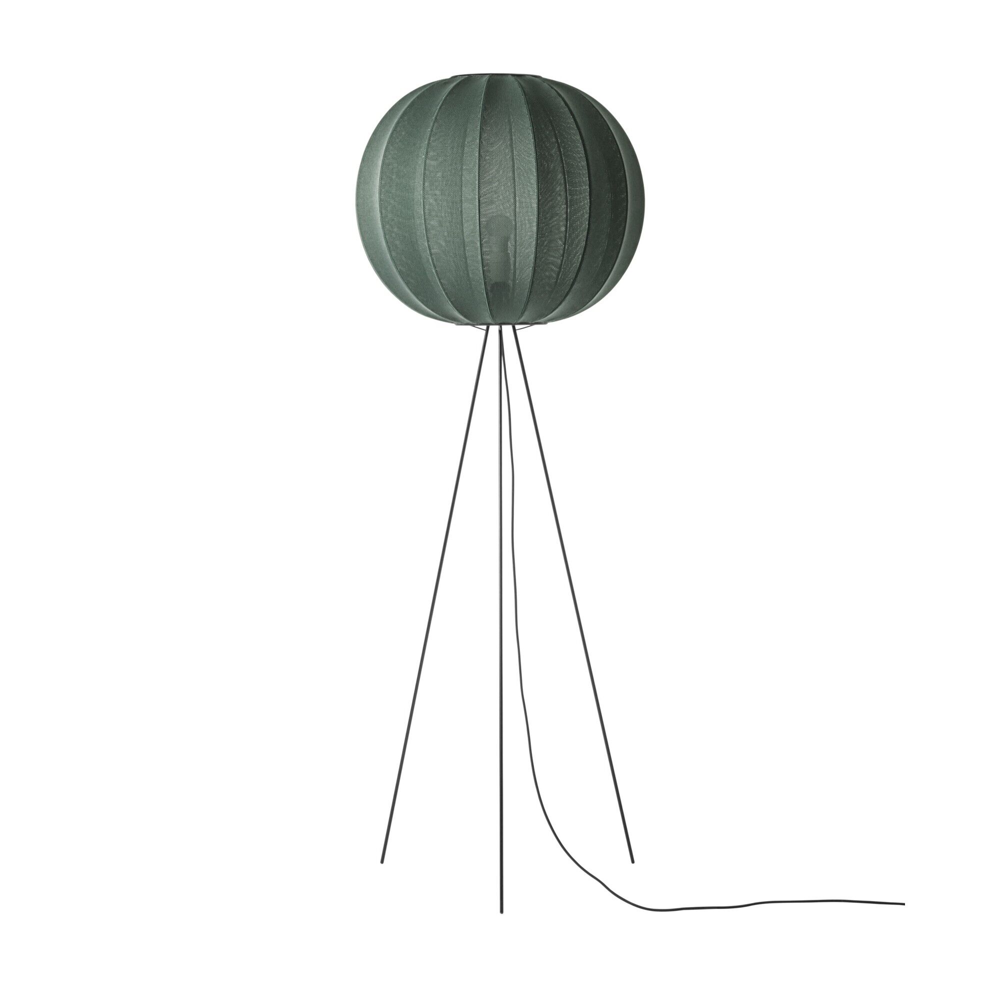 Knit-Wit Rund Golvlampa H&ouml;g &Oslash;60 Tweed Gr&ouml;n