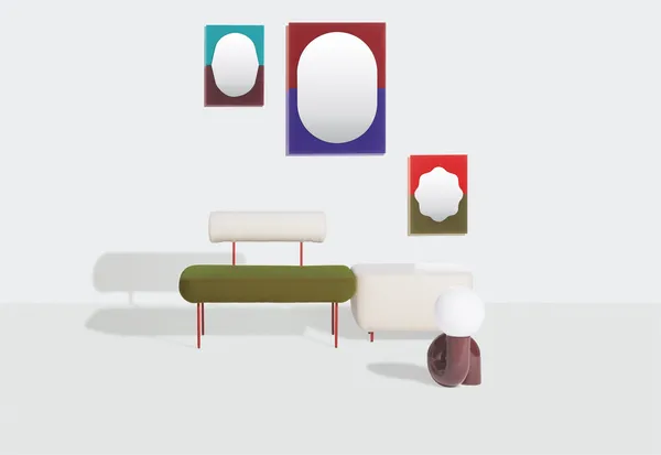 Wander Mirror 67x90 Vermilion/Khaki