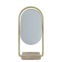 ANGUI Table Mirror Gold/Travertine