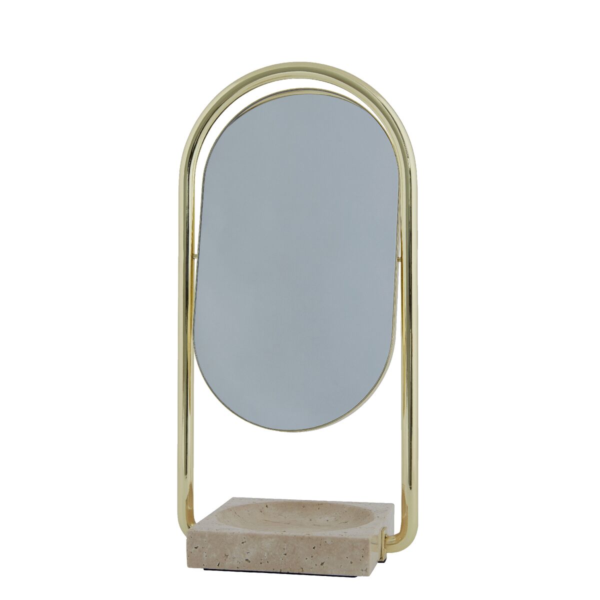ANGUI Table Mirror Gold/Travertine