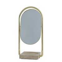 ANGUI Table Mirror Gold/Travertine