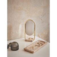 ANGUI Table Mirror Gold/Travertine