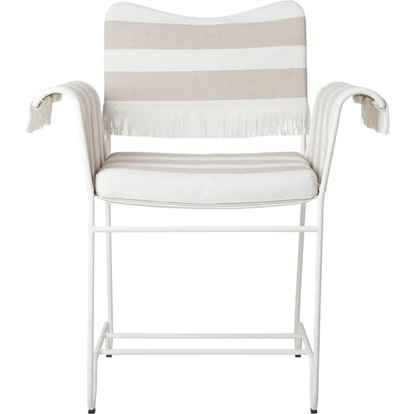 Chaise Tropique à Franges Blanc/Rayure Leslie 40