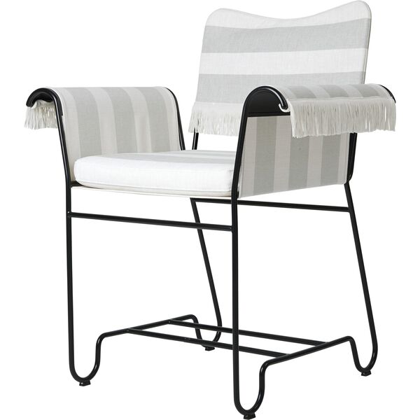 Tropique Dining Chair With Fringes Black/ Leslie Stripe 20