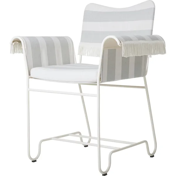 Tropique Dining Chair With Fringes White/ Leslie Stripe 20