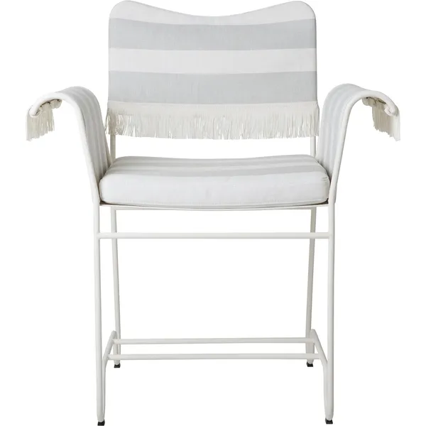 Tropique Dining Chair With Fringes White/ Leslie Stripe 20