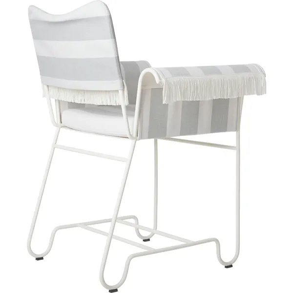 Tropique Dining Chair With Fringes White/ Leslie Stripe 20