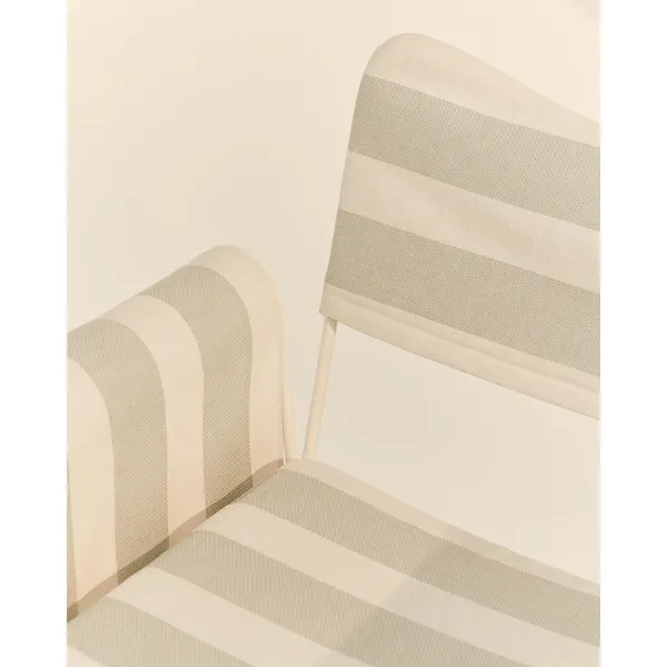 Tropique Dining Chair With Fringes White/ Leslie Stripe 20