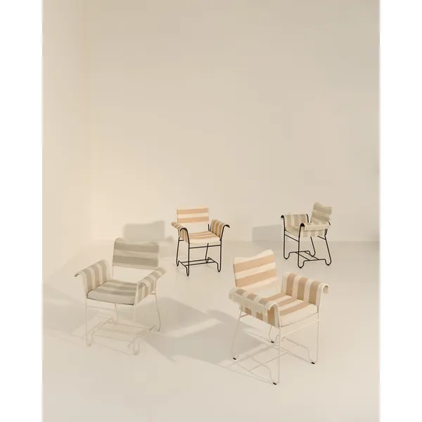 Tropique Dining Chair With Fringes White/ Leslie Stripe 20