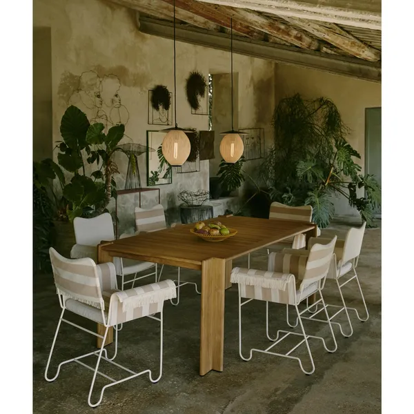 Tropique Dining Chair With Fringes White/ Leslie Stripe 20