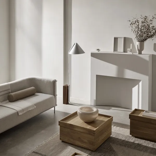 Cone Floor Lamp Brushed Aluminum & Walnut
